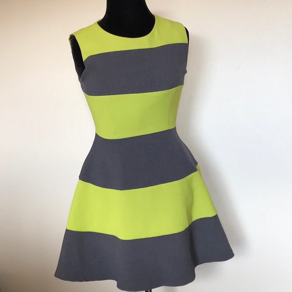 Lollipop By dieu Designer Club yellow gray fitted sleeveless dress line - Picture 12 of 12